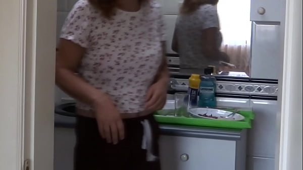The maid’s stepson jerks off watching me masturbate, I need to fuck