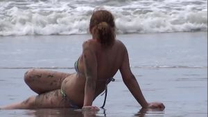 Vacation on the beach, stepson’s cock stops while he records me