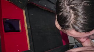 Hot Milf Wife facefuck threesome at gloryhole (two facials)