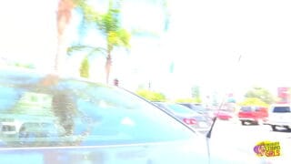 The lesbian magic happened when her friend came into the car of this brunette girl