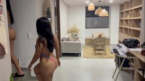 Latina Girls Next Door in American Flag Bikinis Ask White Guy Next Door to Play in The Jacuzzi