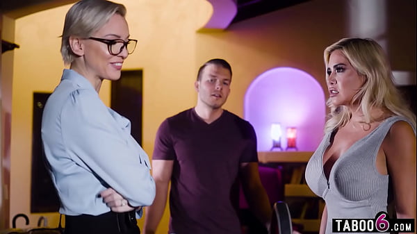 Always fighting stepmom MILFs Kenzie Taylor and Caitlin Bell needed an intervention from stepson