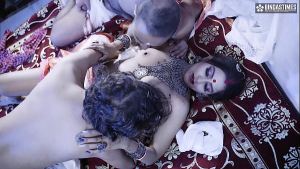 Husband Shares His Cute Newly Married Wife with His Friend At Wedding night – Threesome Fuck