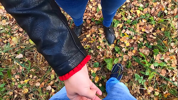 Caught while jerking me Off! Risky public handjob by cute teen in forest – Nata Sweet