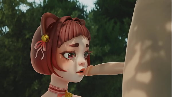 Cute girl does a sweet blowjob in the park (3d animation, no sound)
