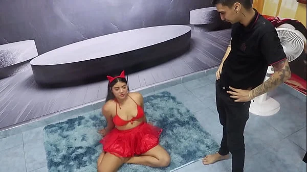 Homemade sex my best Indian friend dresses up like a devil to play sex games with me and our Tantaly doll, amateur sex