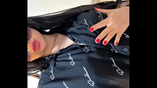 Beautiful college girl seduces you, pearls of her lingerie stuffed into her fat pussy