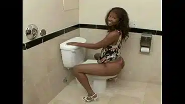 Ebony teen gets fucked in the bathroom by her boss at her new job