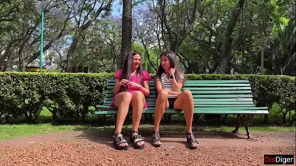 Girls Lure Strangers into Sex and Take Off Their Panties in a Public Park – Pussy Flashing