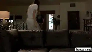 Horny brunette TS wants a big dick in her butthole