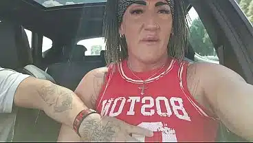 I pull out her tits and fuck her in the car so everyone can see us.
