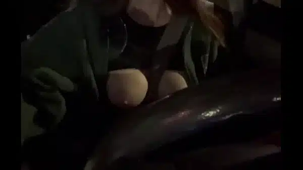 Italian Big Tits Hot solo Car ride with her juicy tits Flashing