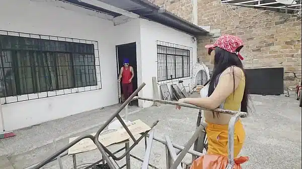 “NEW YEAR GIFT: Homeless girl eats BANANA while getting DOGGY ANAL