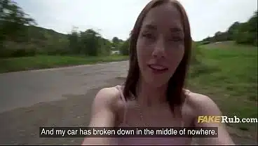 Stranded Passenger Pays with Her Shaved Pussy