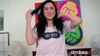 STROKIES Kinky Brunette Monica Sage Handjob