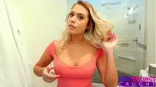Thirsty Blonde Stepsis Athena Palomino Wants to Know if Her boobs are getting Bigger