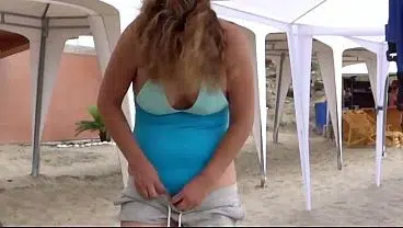 Enjoying the beach with stepson and his friends, I have sex, they cum in my ass
