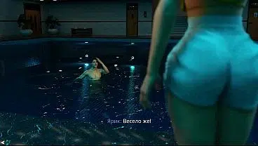 Game: FreshWomen, Episode 5 – Hard sex in the pool at night (russian voice)