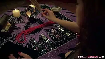 Witch summoned two busty shemale succubi