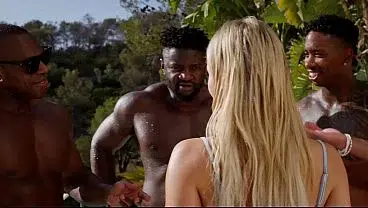 Beautiful blonde gets fucked hard by 4 black guys. HARDCORE PISS GANGBANG!!