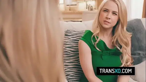 Blonde milf gets bareback by shemale