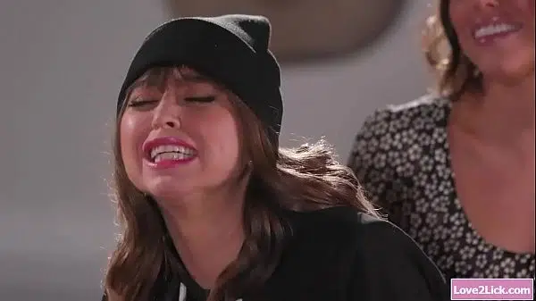 Brunette lesbian makes novice burglar she caught squirt