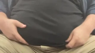 Chubby daddy bear getting undressed after work. Full video on OF