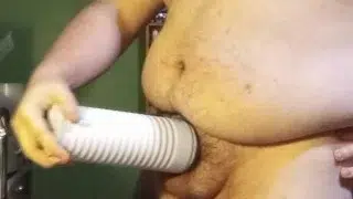 Chubby guy breeds fleshlight in front of you