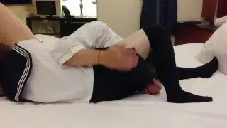 セーラー服姿でぬるぬるマンコを突かれて感じまくり。素人撮影、フェラ、クンニ、中出し