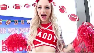 KATE BLOOM Sexy 19 YO Skinny Petite 95 Lb Cheerleader Sucks Off her Coach Deepthroat and Facefuck and Cum Swallow