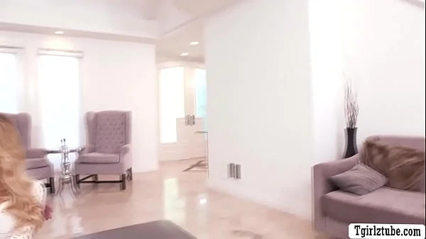 Shemale blonde Gracie Jane gets ass barebacked by Cliff Jensen