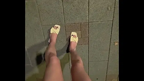 Shemale Ting xuan masturbates and pees outdoors with a vibrator