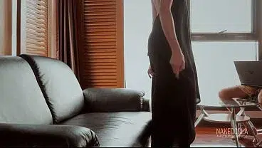 Stepsister made me forget about work with her hairy pussy