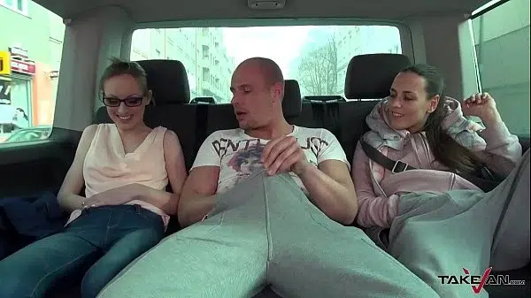 Takevan Happy secretary convinced to fuck with strangers in driving van