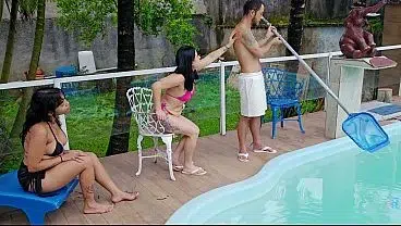 The rich girls from the condo asked for help at the pool, and things went wrong