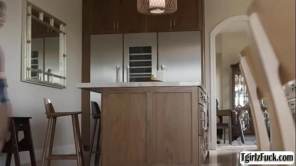 Tranny Itzel Saenz and her ex bfs bestfriend fuck in the kitchen