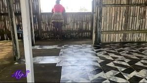 Amateur porn star records her first voyeur porn at a country side beach house