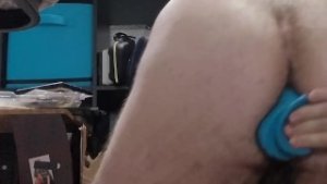 Fucking myself with a big dildo until I hit my 4th caged orgasm