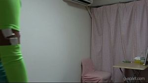 Tanned natural tits Japanese girl takes off no bra mini tank top, micro mini skirt, and thong panties and becomes naked