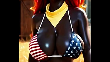 American Dream: Ebony Farm Girl Tease [AI-Animated]