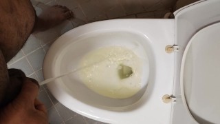 Asian gay peeing in his micropenis.