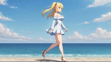 Blonde Mini Dress Slut: Public Pier Ass & Tit Flash   Loud Masturbation AI Generated