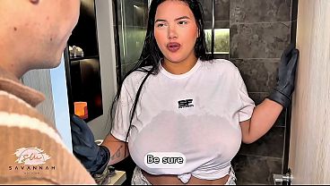 Busty Latina maid has passionate sex with her boss to get a raise – Savannah Watson