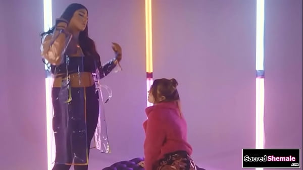 Busty trans Aspen Brooks rims and barebacks tgirl Asia Belle