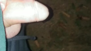 Foreskin filling with piss like balloon – night forest uncut piss