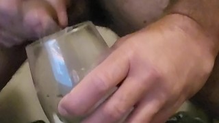 Hairy muscle bear dropping thick, quick CUMSHOT INTO GLASS!!!