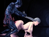 Hot alien sex in a dark cave with a horny young blonde