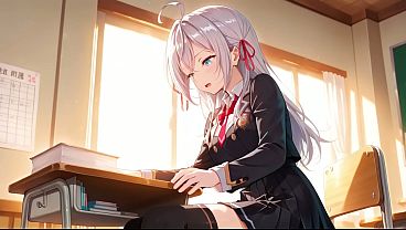 Last chance to fix a bad grade for Alya. Alisa Mikhailovna hentai cosplay(AI-generated)