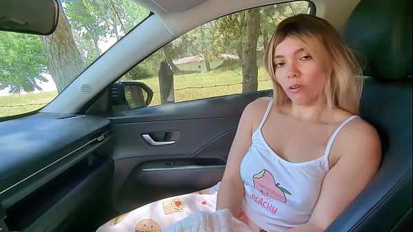 Milf seduces her new neighbor Sex in a public car