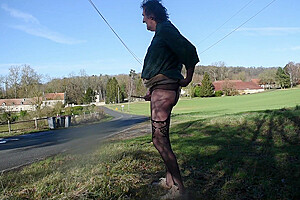 Shemale Trans Sounding Lingerie Outdoors 8